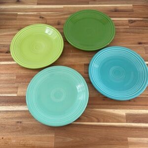 Fiestaware 7 1/2” dia. Salad Plates- Set of 4, greens and turquoise colors